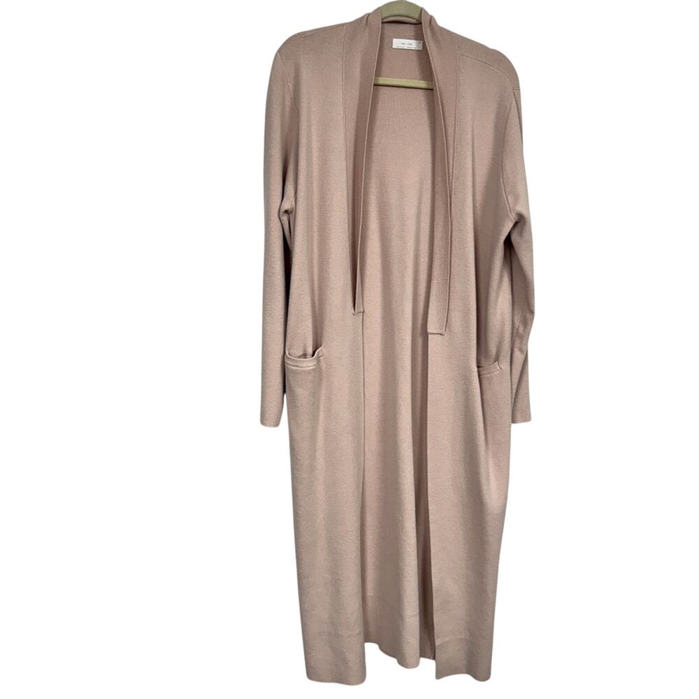 Oak + Fort Pink Open Front Duster Cardigan Sweater Womens L Classic Academia